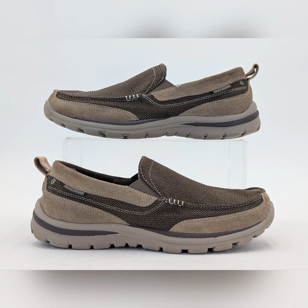 Skechers Pollard Wilfred Men Sz 9 Slip-Ins Memory Foam Mesh Upper Brown Loafers